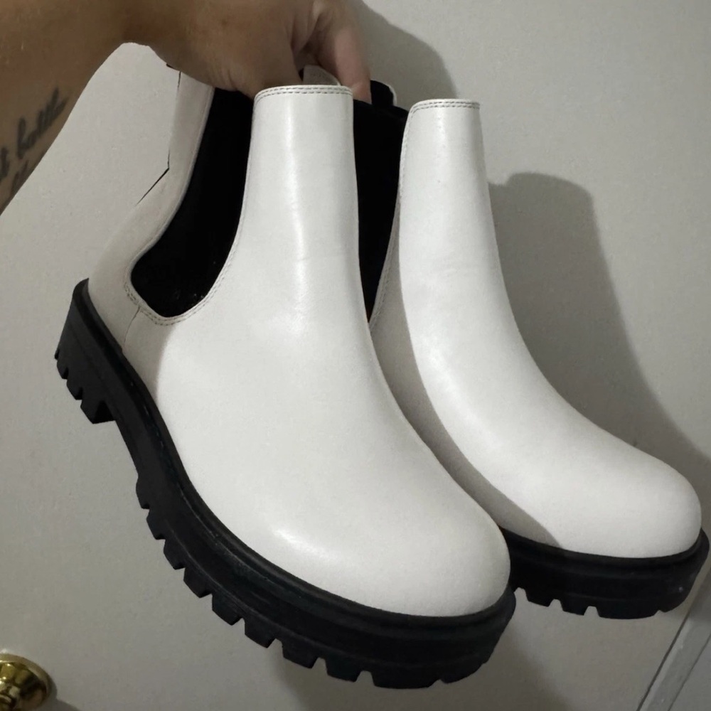 White Ankle Boots with Chunky Soles